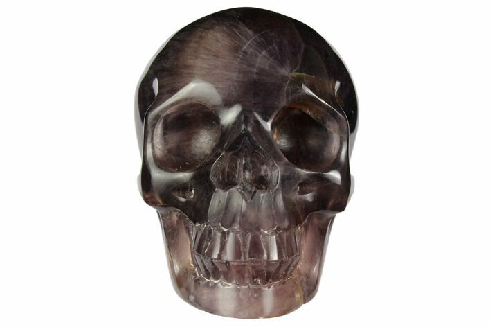 Realistic, Carved, Banded Purple Fluorite Skull #151021